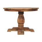 43" Brown Solid Wood Pedestal Base Round Top Dining Table
