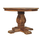 43" Brown Solid Wood Pedestal Base Round Top Dining Table