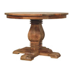43" Brown Solid Wood Pedestal Base Round Top Dining Table
