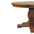 43" Brown Solid Wood Pedestal Base Round Top Dining Table