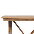 71" Brown Solid Wood Trestle Base Dining Table