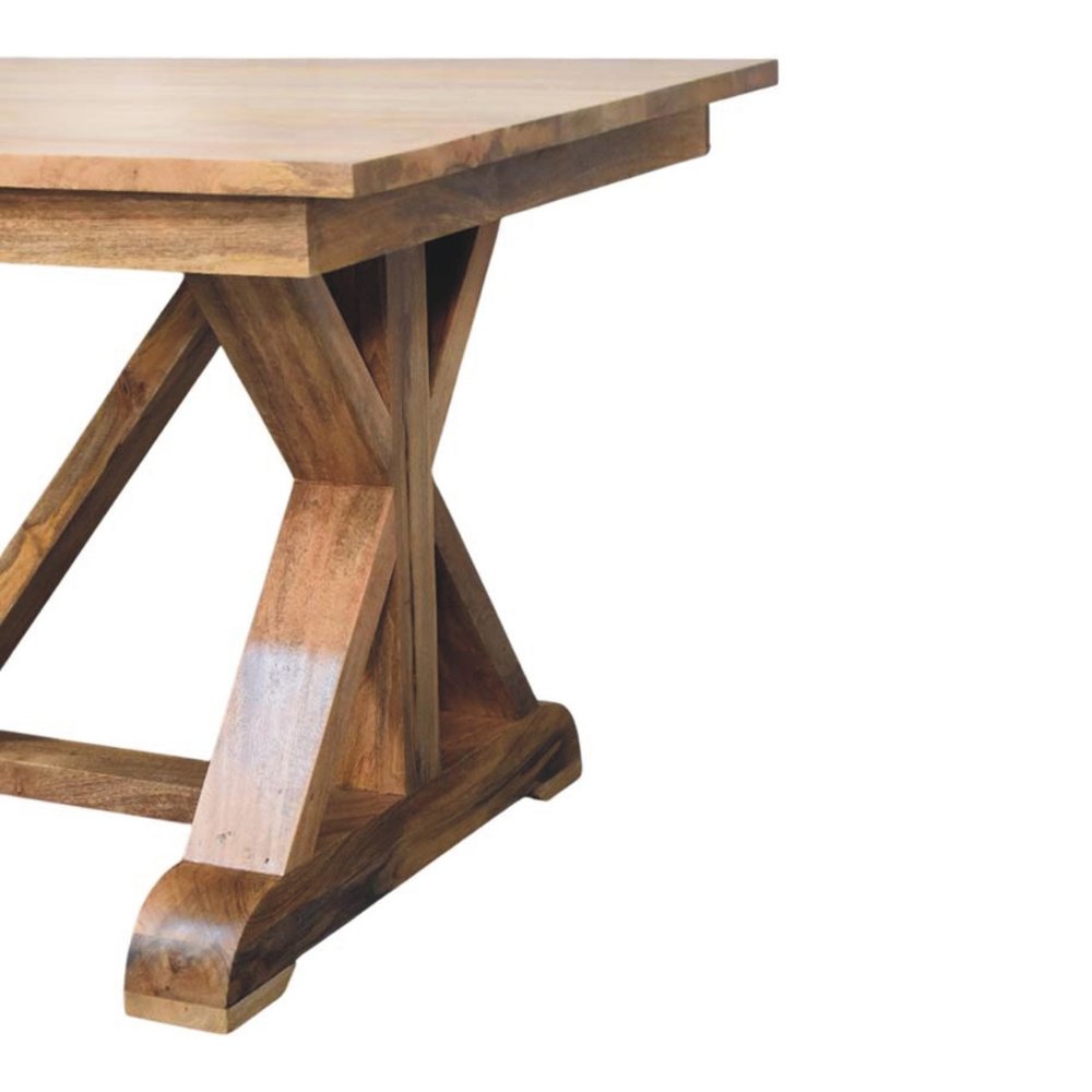 71" Brown Solid Wood Trestle Base Dining Table