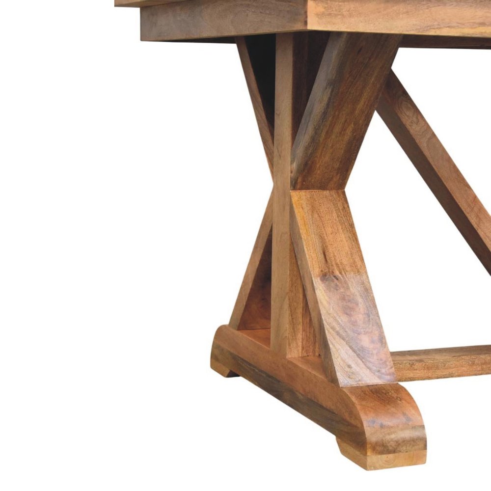 71" Brown Solid Wood Trestle Base Dining Table