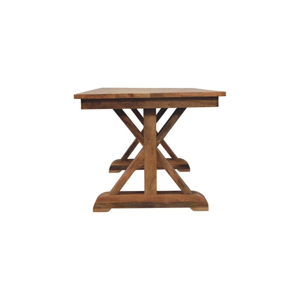 71" Brown Solid Wood Trestle Base Dining Table