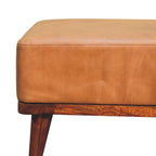 20" Tan And Chestnut Leather Ottoman