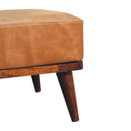 20" Tan And Chestnut Leather Ottoman