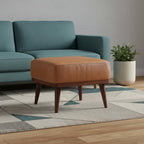 20" Tan And Chestnut Leather Ottoman