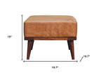 20" Tan And Chestnut Leather Ottoman