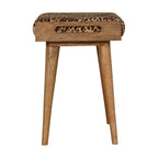 20" Brown Velvet And Wood Leopard Footstool