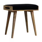 20" Brown Velvet And Wood Leopard Footstool