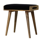 20" Brown Velvet And Wood Leopard Footstool