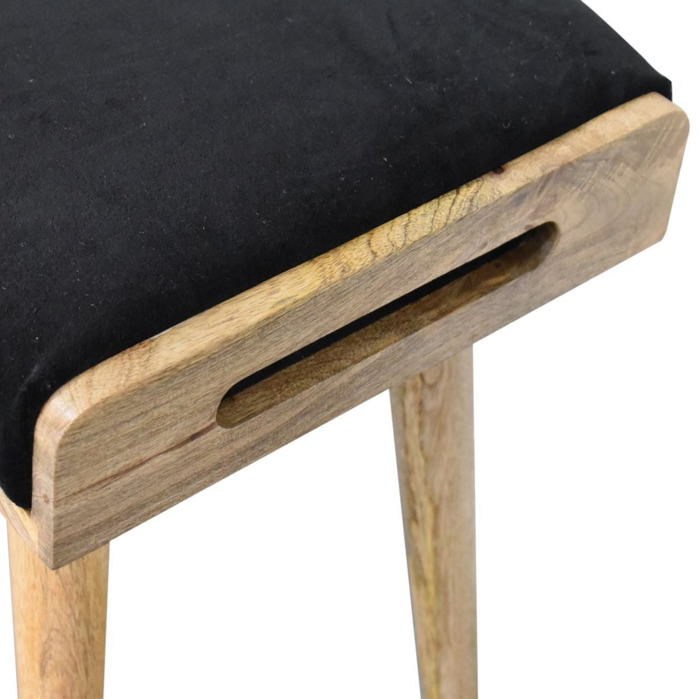 20" Brown Velvet And Wood Leopard Footstool