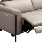 96" Light Gray Leather Reclining USB Sofa