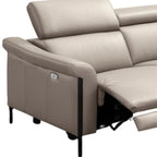 96" Light Gray Leather Reclining USB Sofa