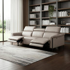 96" Light Gray Leather Reclining USB Sofa