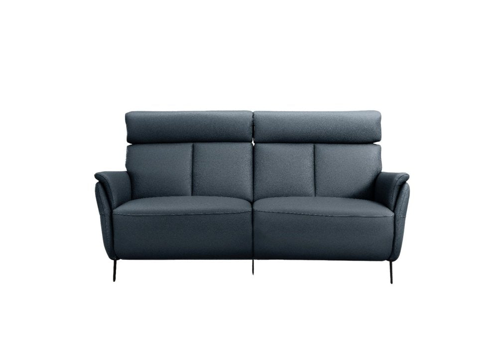73" Blue Leather Reclining USB Sofa