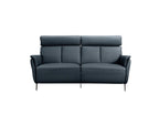 73" Blue Leather Reclining USB Sofa