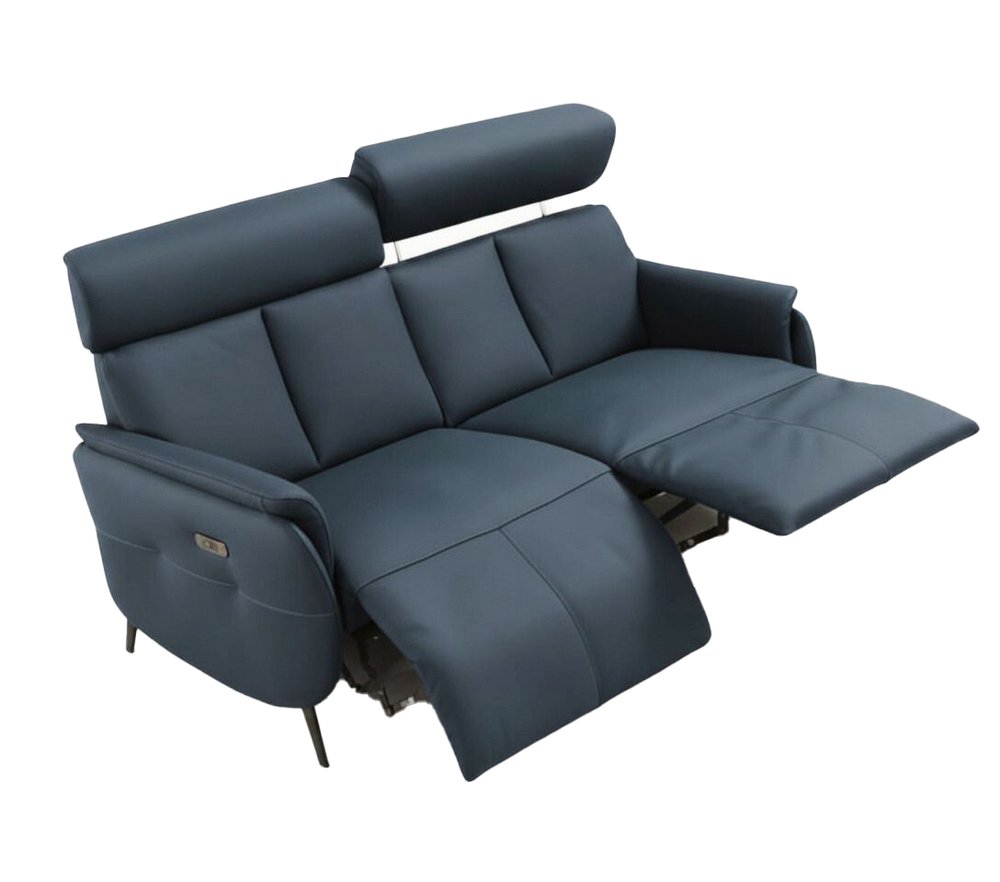 73" Blue Leather Reclining USB Sofa