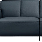 73" Blue Leather Reclining USB Sofa