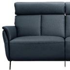 73" Blue Leather Reclining USB Sofa