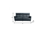 73" Blue Leather Reclining USB Sofa