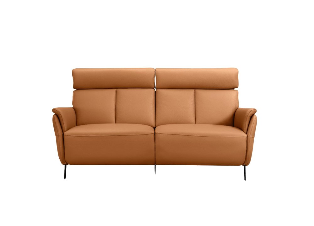 73" Camel Leather Reclining USB Sofa