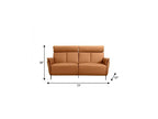 73" Camel Leather Reclining USB Sofa