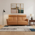 73" Camel Leather Reclining USB Sofa