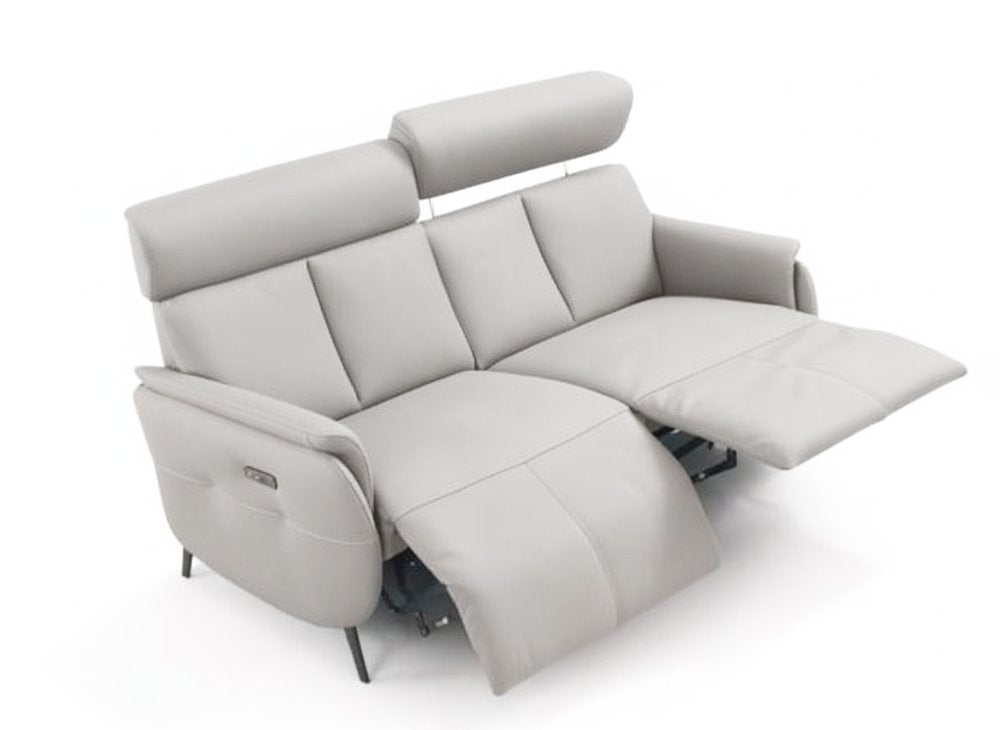 73" Light Gray Leather Reclining USB Sofa