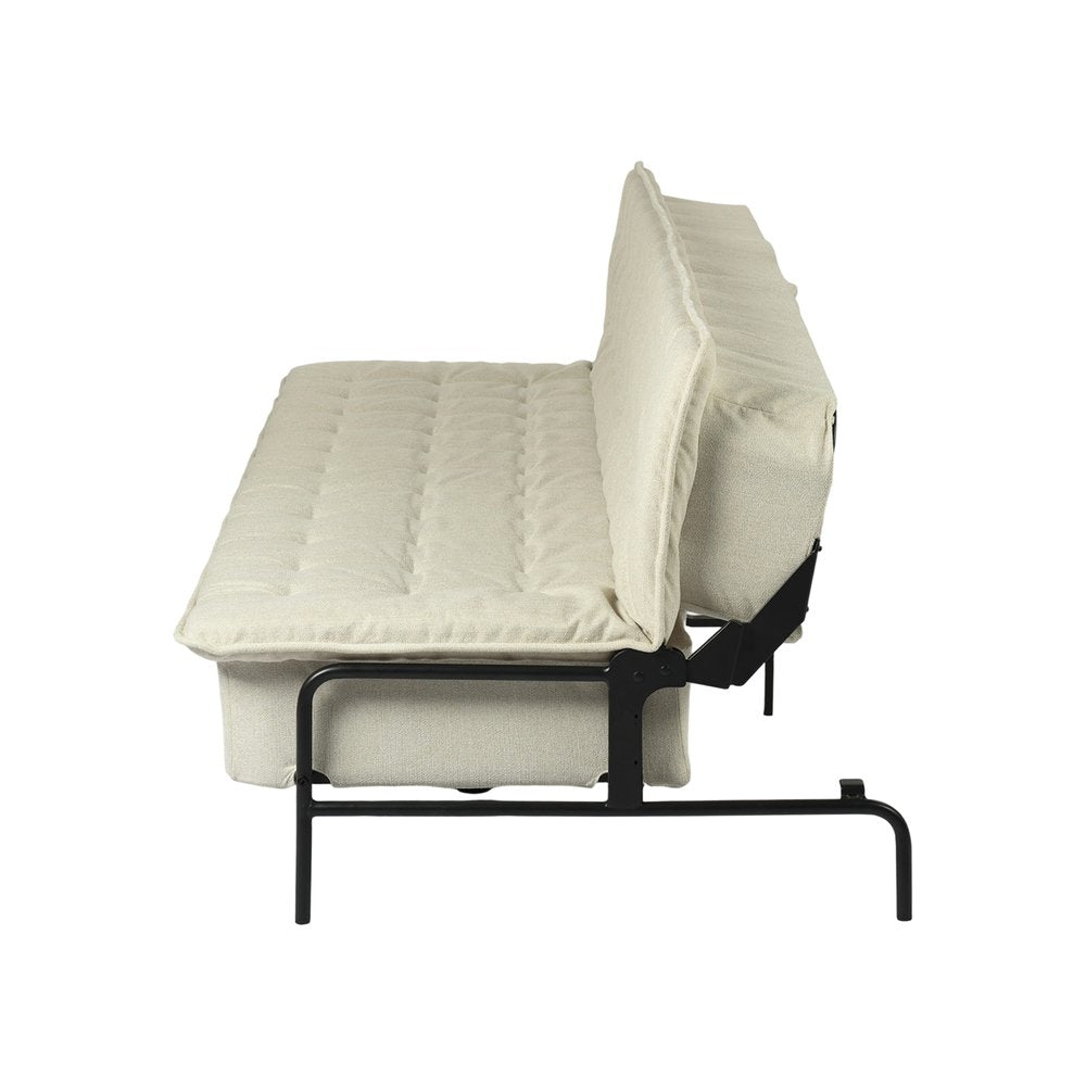 77" Beige Upholstered Convertible Futon Sleeper Sofa