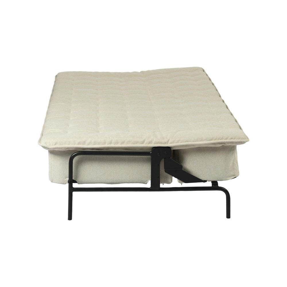 77" Beige Upholstered Convertible Futon Sleeper Sofa