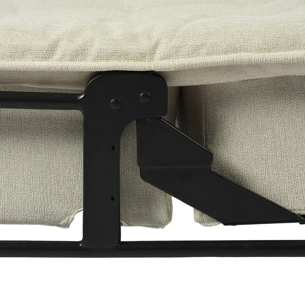77" Beige Upholstered Convertible Futon Sleeper Sofa
