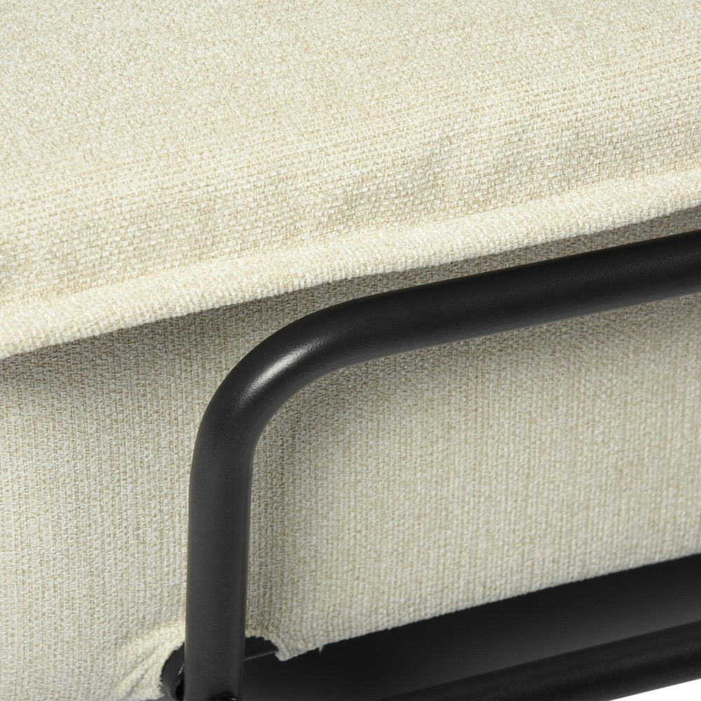 77" Beige Upholstered Convertible Futon Sleeper Sofa