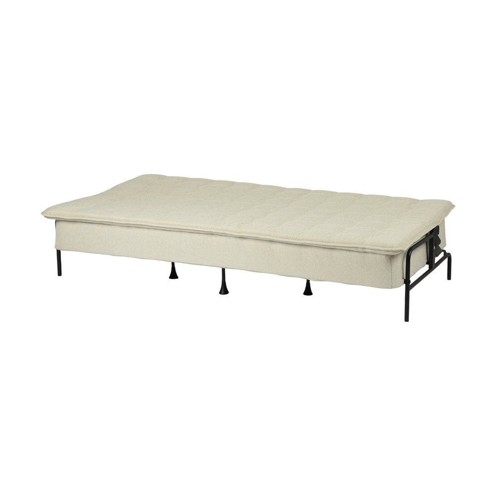 77" Beige Upholstered Convertible Futon Sleeper Sofa