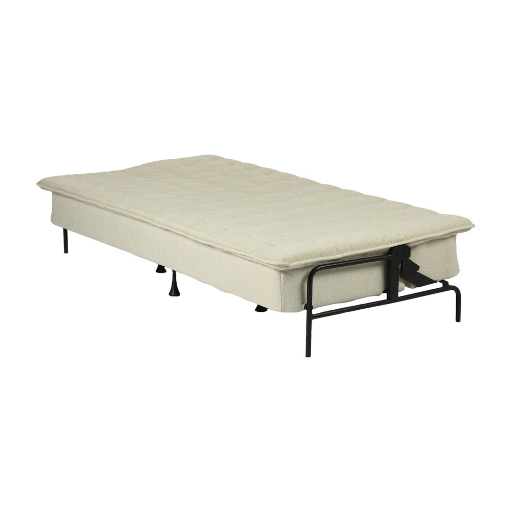 77" Beige Upholstered Convertible Futon Sleeper Sofa