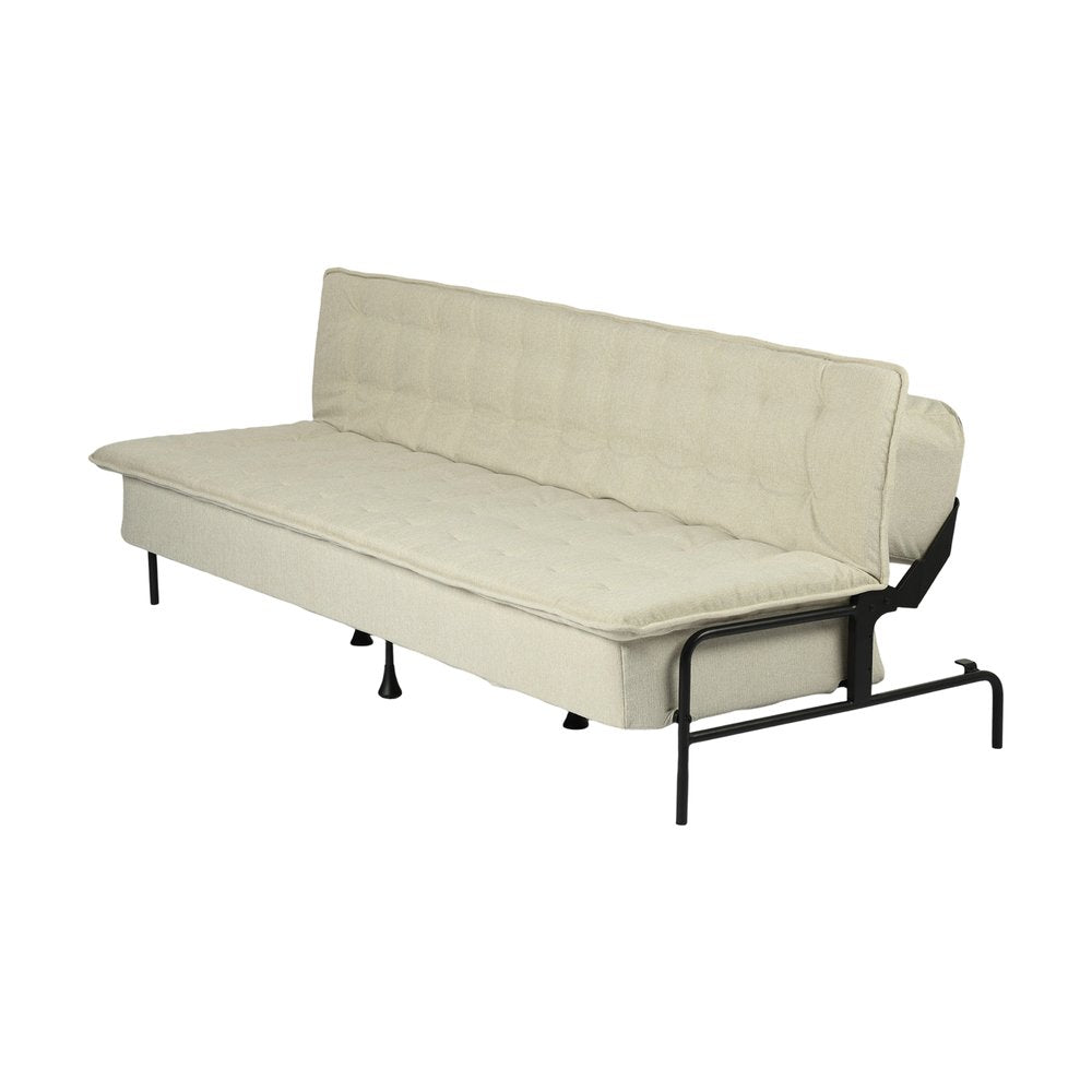 77" Beige Upholstered Convertible Futon Sleeper Sofa