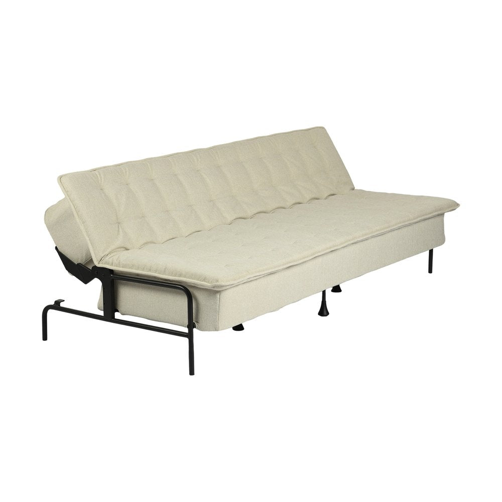 77" Beige Upholstered Convertible Futon Sleeper Sofa