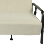 79" Beige Upholstered And Steel Convertible Futon Sleeper Sofa