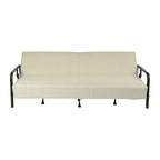 79" Beige Upholstered And Steel Convertible Futon Sleeper Sofa
