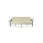 79" Beige Upholstered And Steel Convertible Futon Sleeper Sofa