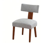Set of Two Beige and Brown Linen and Solid Wood Dining Side Chairs