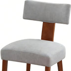 Set of Two Beige and Brown Linen and Solid Wood Dining Side Chairs
