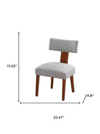 Set of Two Beige and Brown Linen and Solid Wood Dining Side Chairs