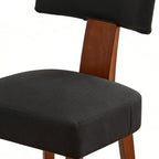 Set of Two Beige and Brown Linen and Solid Wood Dining Side Chairs