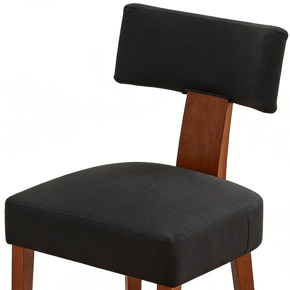 Set of Two Beige and Brown Linen and Solid Wood Dining Side Chairs