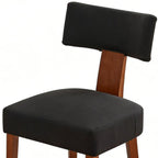 Set of Two Beige and Brown Linen and Solid Wood Dining Side Chairs