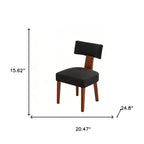 Set of Two Beige and Brown Linen and Solid Wood Dining Side Chairs
