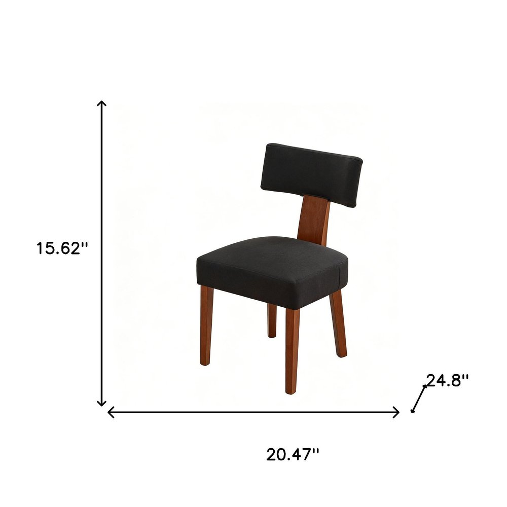 Set of Two Beige and Brown Linen and Solid Wood Dining Side Chairs