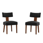 Set of Two Beige and Brown Linen and Solid Wood Dining Side Chairs