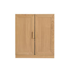 31" Natural Wood Corner Paneled Accent Cabinet With Two Doors